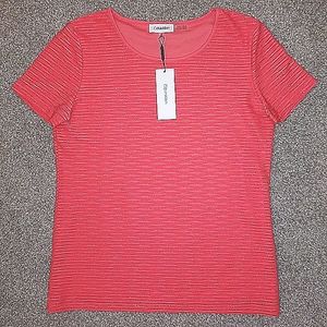 NWT Sz XS Calvin Klein Coral Textured Sparkle Top